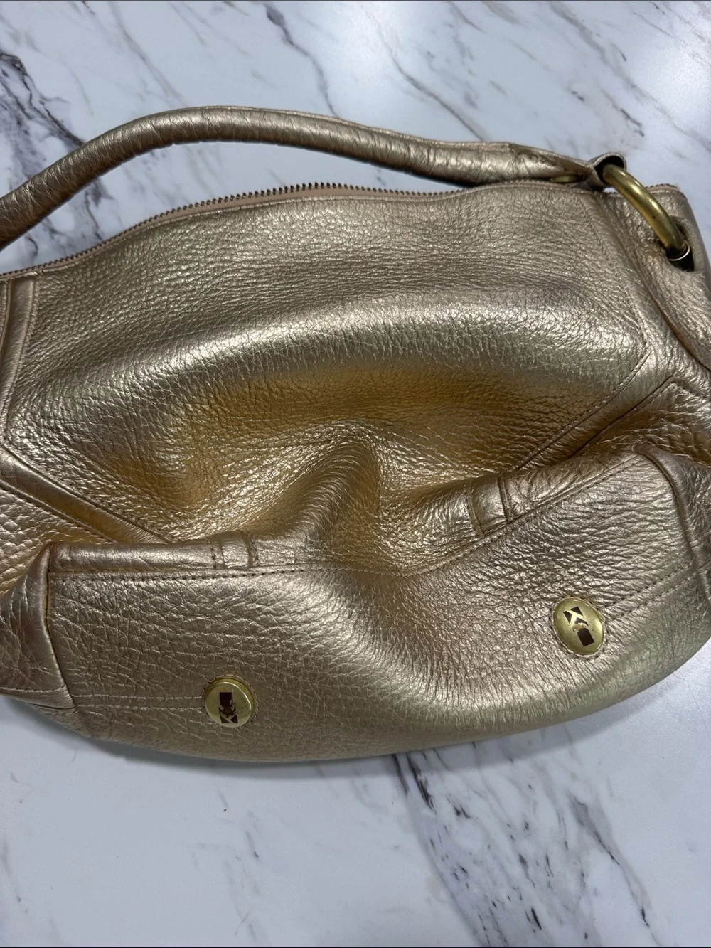 Kenneth Cole Metallic Gold Leather Shoulder Bag